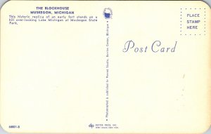 Historic Replica Early Fort Men Visiting Muskegon State Park Postcard Unused UNP 