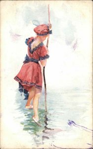 Bathing Beauty Beautiful Woman in Water Vintage Swimsuit Vintage Postcard