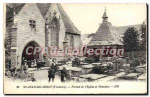 Postcard Old St Jean du Doigt Finistere Portal of the church and Oratory