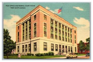 Vintage 1948 Postcard US Post Office & Federal Courthouse Fort Scott Kansas