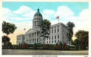 Vintage Postcard 1920's State Capitol House State Building Augusta Maine ME