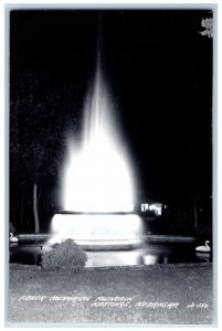 Hastings Nebraska NE Postcard RPPC Photo View Of Fisher Memorial Fountain c1940s