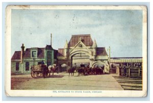 1908 Horse Carriage, Entrance to Stock Yards, Chicago Illinois IL Postcard