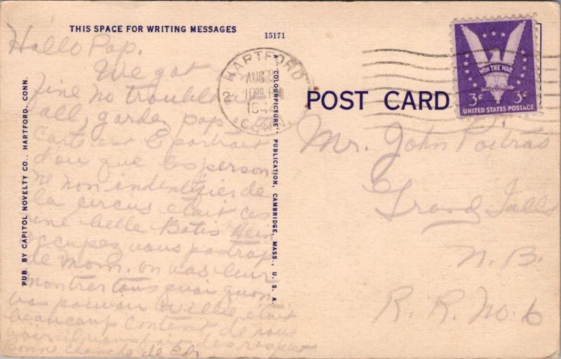 State Armory Hartford CT Connecticut Conn c1944 Linen Postcard D43