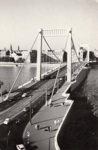 ELISABETH BRIDGE HUNGARY BUDAPEST 1970 REAL PHOTO POSTCARD