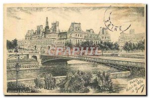 Old Postcard Paris City Hall