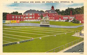 Wytheville High School Athletic Football Field Virginia linen postcard