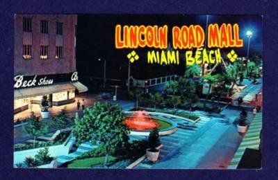 Postcard Florida Miami Beach Lincoln Road Shopping Mall Vintage FL PC