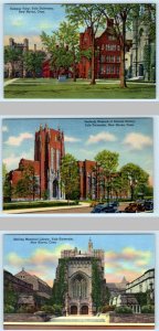 3 Postcards YALE UNIVERSITY, New Haven CT ~ Campus LIBRARY Peabody Museum 1940s