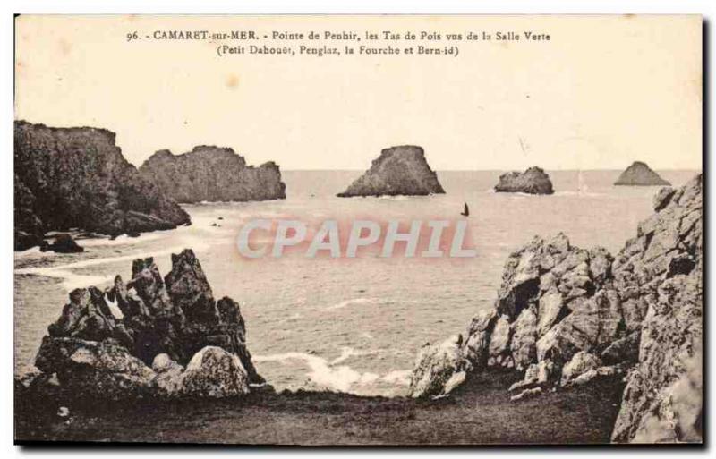 Old Postcard Camaret sur Mer Pointe de Penhir the Tas de Pois Green Room Views