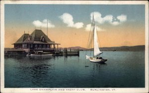 Burlington Vermont VT Lake Champlain and Yacht Club Vintage Postcard