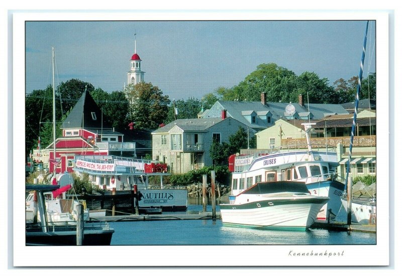 Postcard Kennebunkport, Maine ME harbor church cruises M1