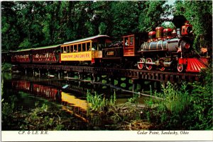 Postcard OH Sandusky Cedar Point Lake Erie Rail Road train