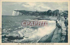 Old Postcard Sum Bains Seas beach in bad weather