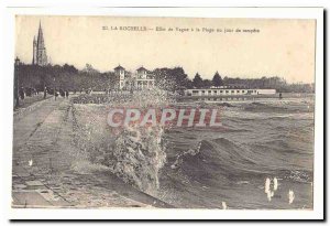 La Rochelle Old Postcard waves effect at the beach one day storm