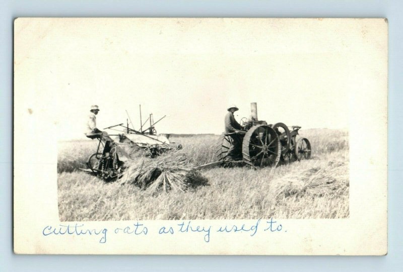 C.1910 RPPC Tractor Cutting Oats on Miller Farm, Boyertown, PA. Postcard P165