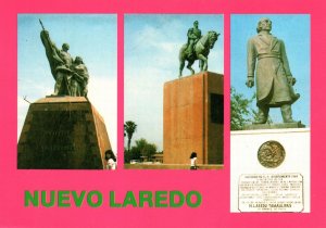 VINTAGE CONTINENTAL SIZE POSTCARD SIMON BOLIVAR MONUMNET NUEVO LAREDO