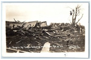 Omaha Nebraska NE RPPC Photo Postcard Scene In The Tornado District 1913 Antique