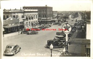 OK, Nowata, Oklahoma, RPPC, Cherokee Street, Business Section, Texaco, Photo