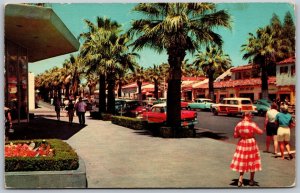 Vtg Palm Springs California CA Palm Canyon Drive Street View Old Cars Postcard