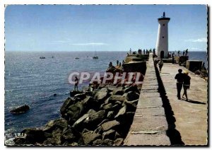 Modern Postcard Le Grau d'Agde Herault la Jetee and the Lighthouse