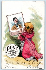 1906 Woman Kneeling Crazy On The Man Question Cincinnati Ohio OH Posted Postcard