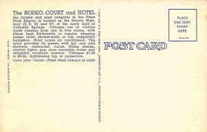 Rodeo Court Gas Pumps & Hotel US 85 87 Colorado Springs CO linen postcard