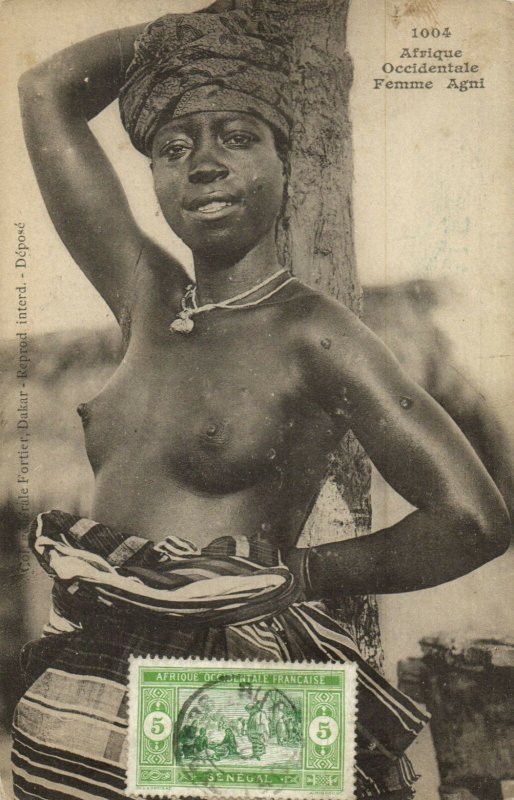 PC CPA ETHNIC NUDE FEMALE AGNI TYPE, WESTERN AFRICA (b5257)