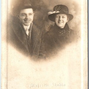 c1910s Waterloo, IA Happy Man & Woman RPPC Smile Rotten Teeth Real Photo PC A171