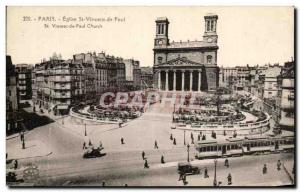 Old Postcard Paris Church St Vincent Tram