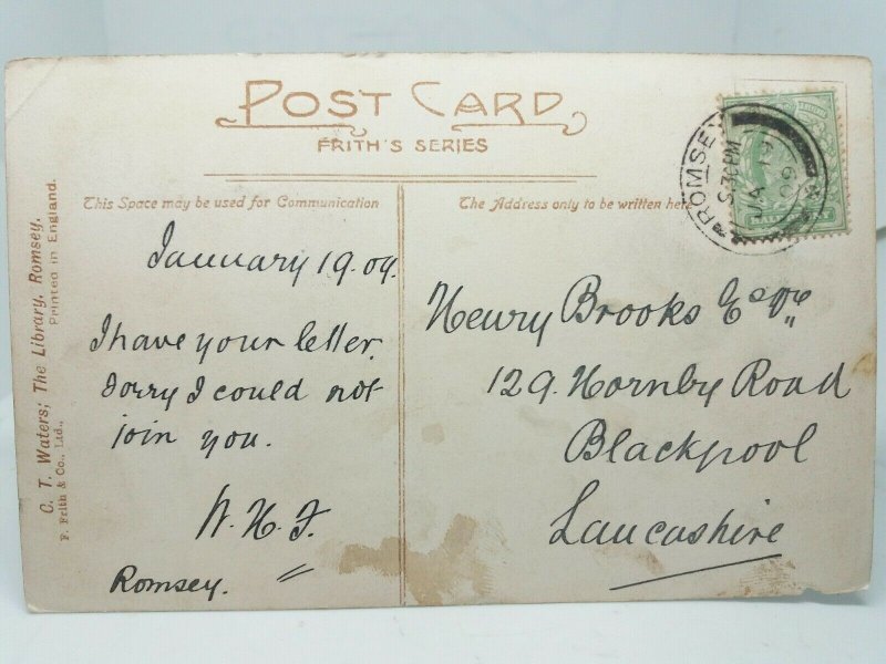 Broadlands Romsey Vintage Antique Friths Series Postcard Posted 1909