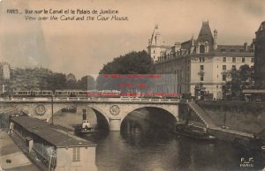 France, Paris, RPPC, Palais de Justice, Canal, Bridge, F.F. Photo