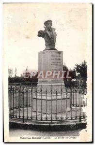 Old Postcard Chatillon Coligny Statue