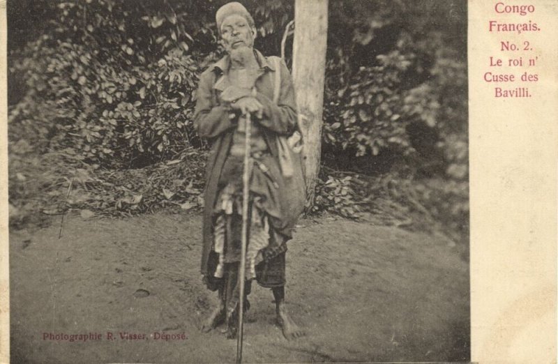 french congo, King n'Cusse of the Bavilli (1900s) Postcard