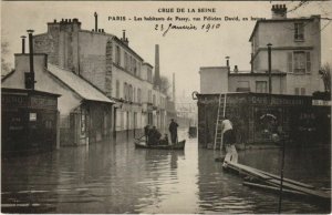 CPA PARIS Inondation, Flood Rue Félicien David Passy (926331)