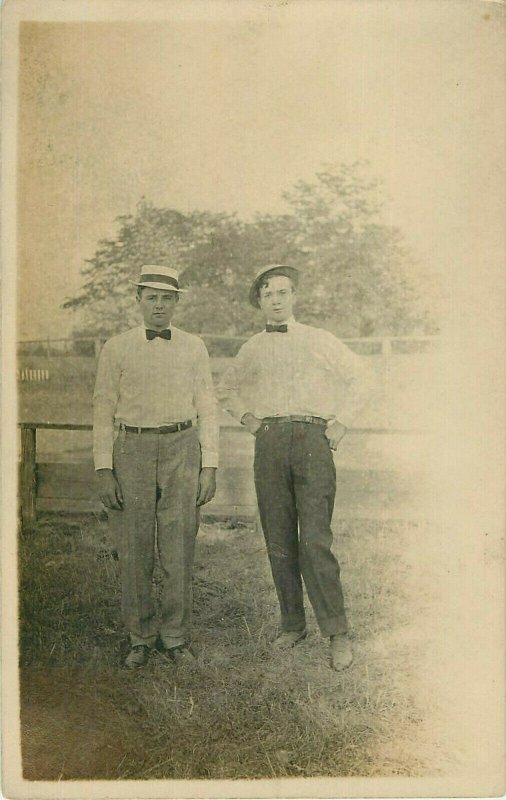 Vintage Postcard RPPC Father And Son