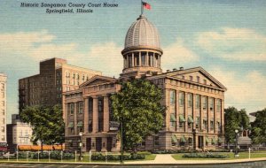 Illinois Springville Sangamon County Court House Curteich