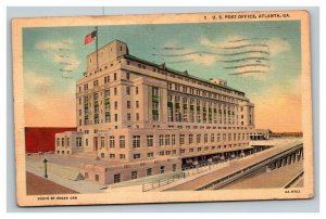 Vintage 1939 Postcard - Flag Over US Post Office Building Atlanta Georgia