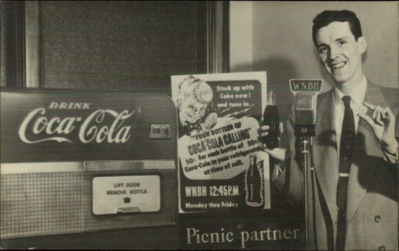 Spectacular Coca-Cola Coke Advertising WNBH Radio Real Photo Postcard