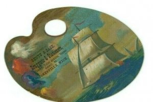 1880s Die-Cut Druggists Sailing Ship Bentz & Case Jonesville, MI Fab! P225