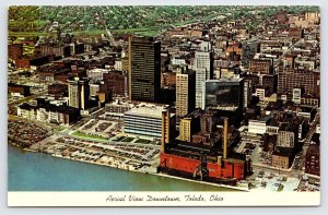 Aerial View Downtown Toledo Ohio City View, Maumee River Postcard c1978