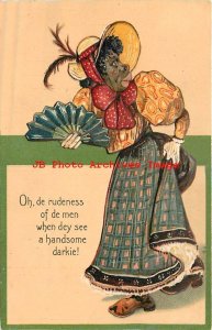 302355-Black Americana, PFB No 7179, Woman with a Fan, Oh de Rudeness of de Men