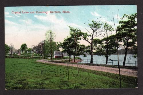 MA Crystal Lake & Cemetery GARDNER MASS Massachusetts Postcard UDB