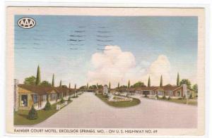 Ranger Court Motel US Highway 69 Excelsior Springs 1955 postcard