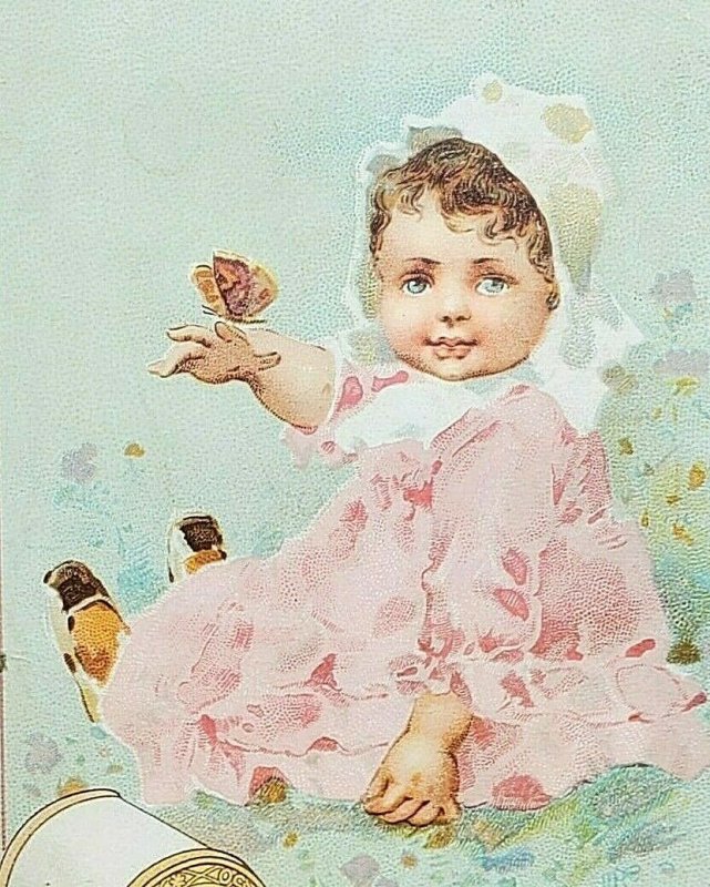 1870s-80s J P Coates Six Cord Thread Baby with Butterfly Victorian Trade Card