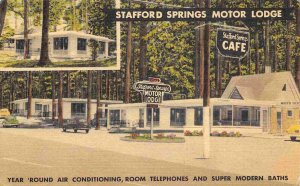 Stafford Springs Motor Lodge Motel US 11 Mississippi linen postcard