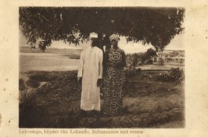 congo, LOKANDU LULESUNGU, Son of the Sultan with Wife (1920s) Mission Postcard