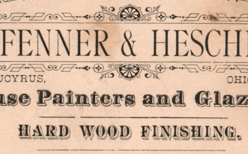 1870s Business Card Fenner & Hesche House Painters & Glaziers F46