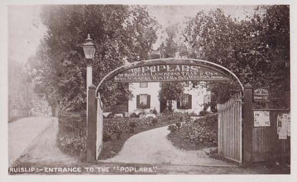 Ruislip Middlesex Poplars Cafe Restaurant Entrance Sign Vintage Postcard