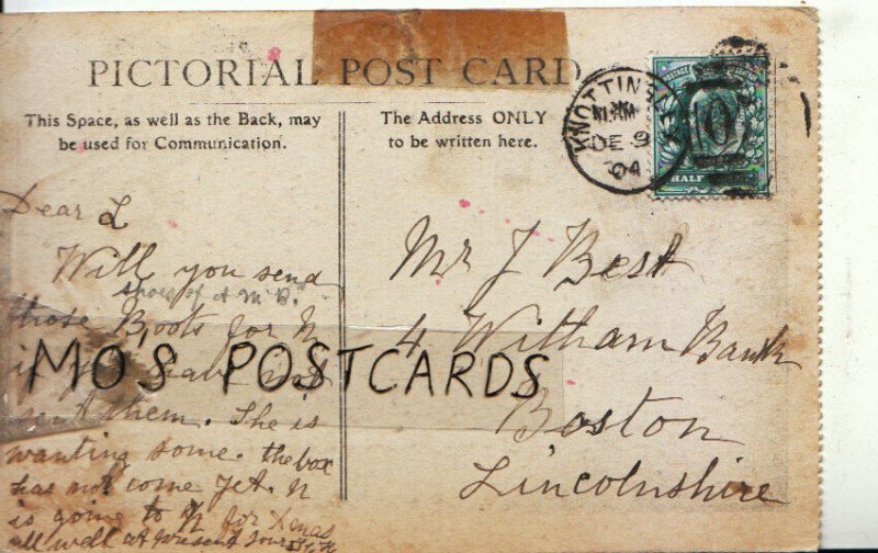 Genealogy Postcard - Best - 4 Witham Bank - Boston - Lincolnshire - Ref 9020A